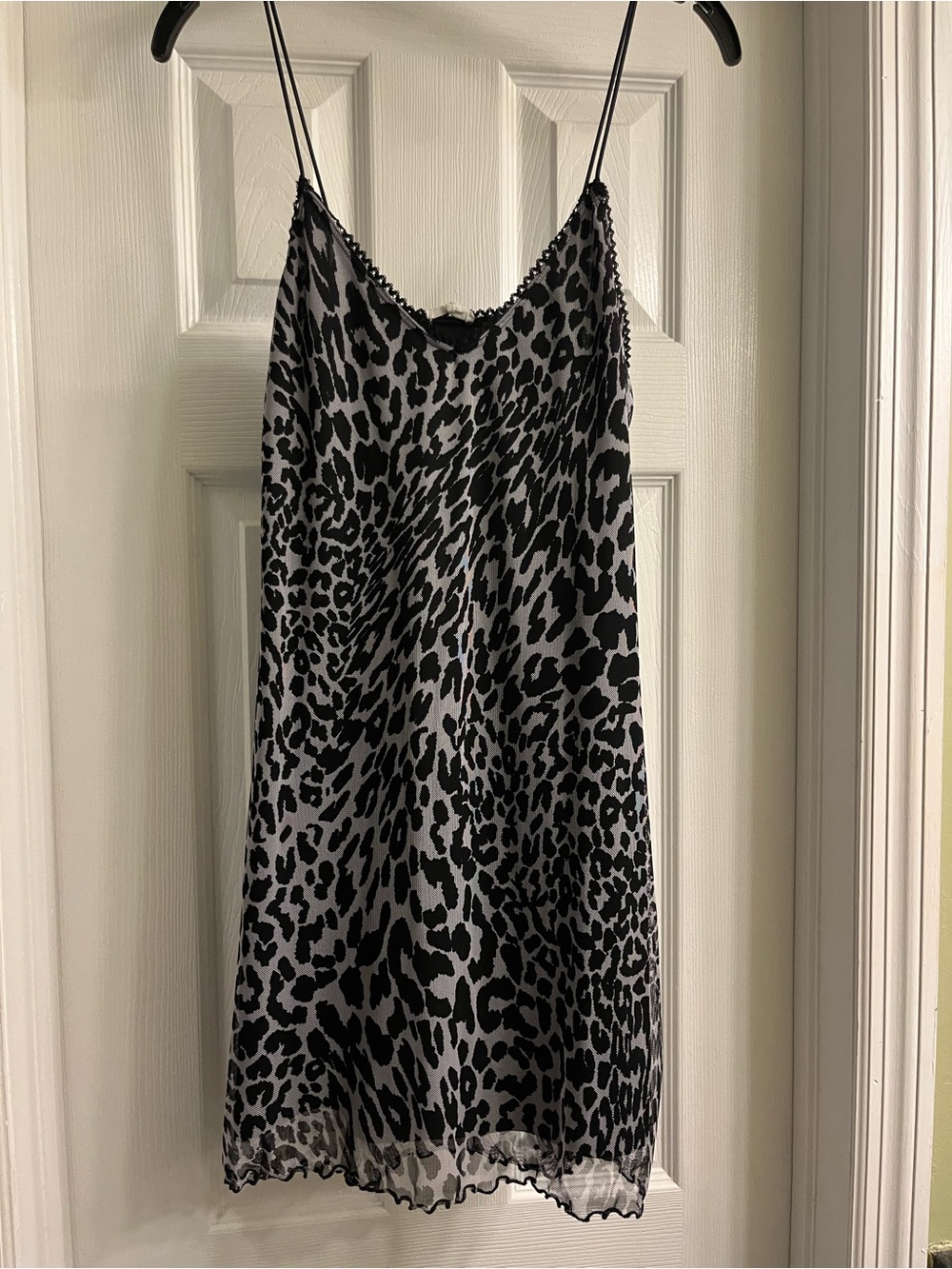 Garage Black and White Leopard Lace-Trim Slip